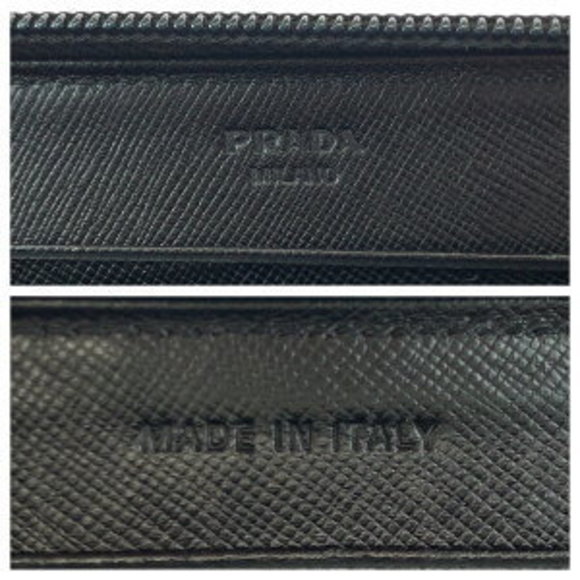 PRADA Tessuto Saffiano Triangle Black Nylon Leather Long Wallet - Picture 7 of 9